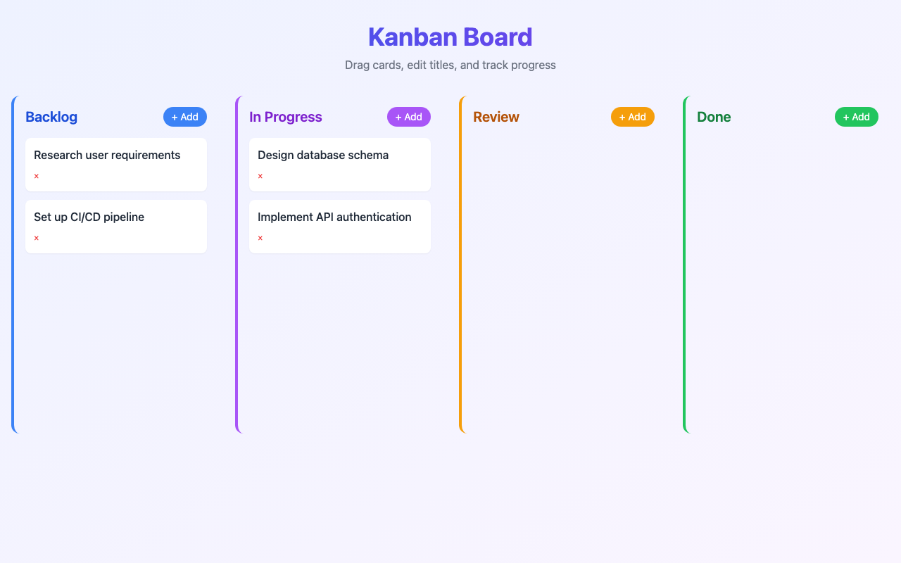 Screenshot der gerenderten App