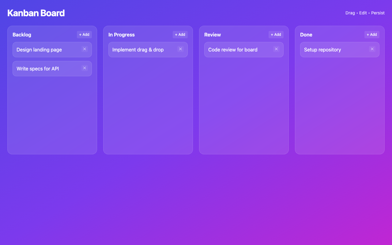 Screenshot der gerenderten App