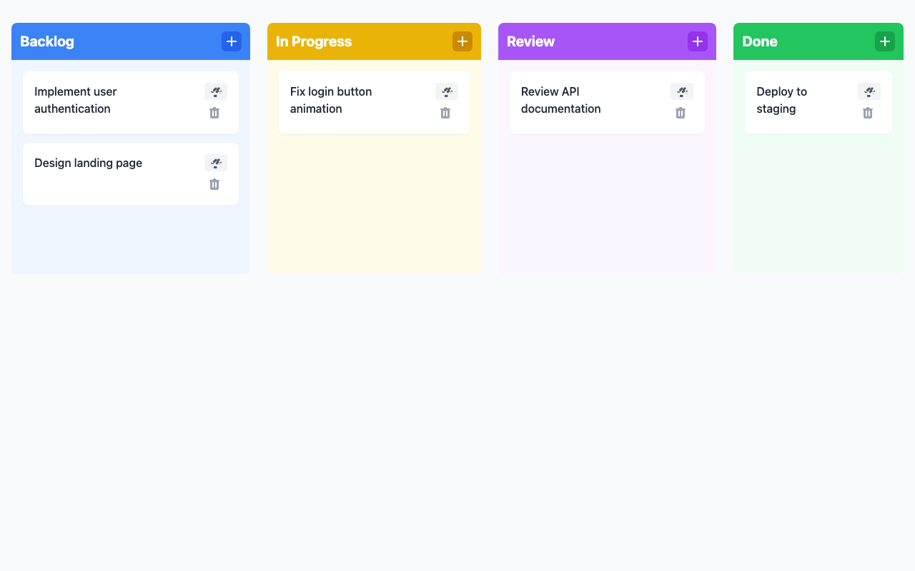 Screenshot der gerenderten App