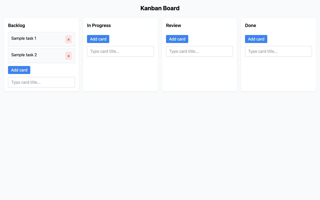 Screenshot der gerenderten App